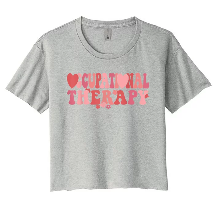 Retro Occupational Therapy Therapist Valentine's Day Therapist OT Women's Crop Top Tee