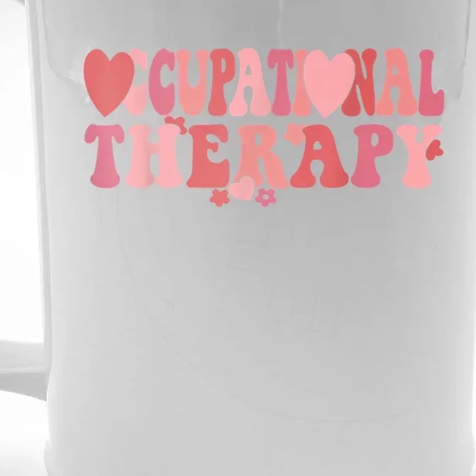 Retro Occupational Therapy Therapist Valentine's Day Therapist OT Front & Back Beer Stein