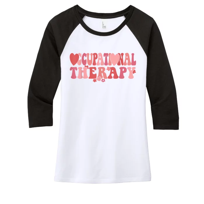 Retro Occupational Therapy Therapist Valentine's Day Therapist OT Women's Tri-Blend 3/4-Sleeve Raglan Shirt