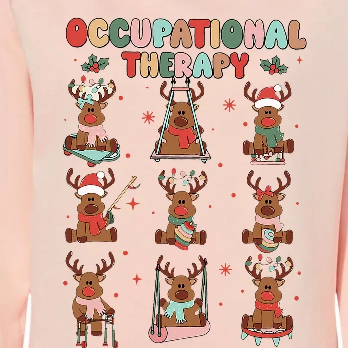 Retro Occupational Therapy Christmas Reindeers OT OTA Womens California Wash Sweatshirt