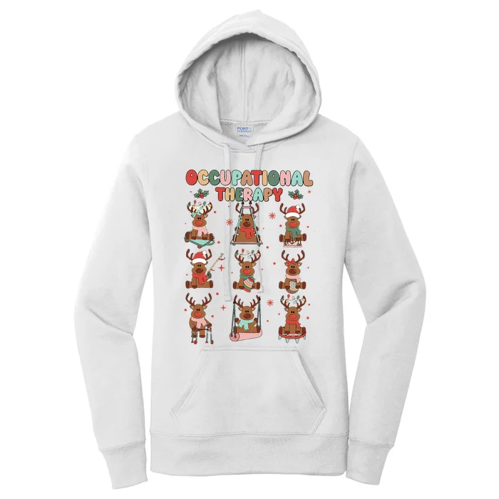 Retro Occupational Therapy Christmas Reindeers OT OTA Women's Pullover Hoodie