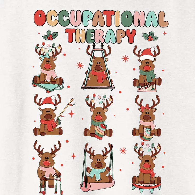 Retro Occupational Therapy Christmas Reindeers OT OTA Women's Crop Top Tee