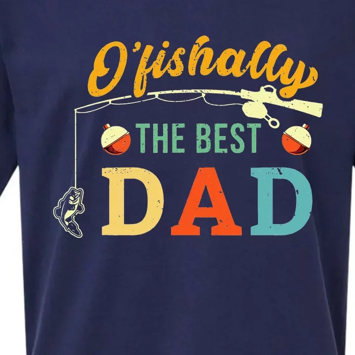 Retro Ofishally The Best Dad Fishing Father Fisherman Papa Sueded Cloud Jersey T-Shirt