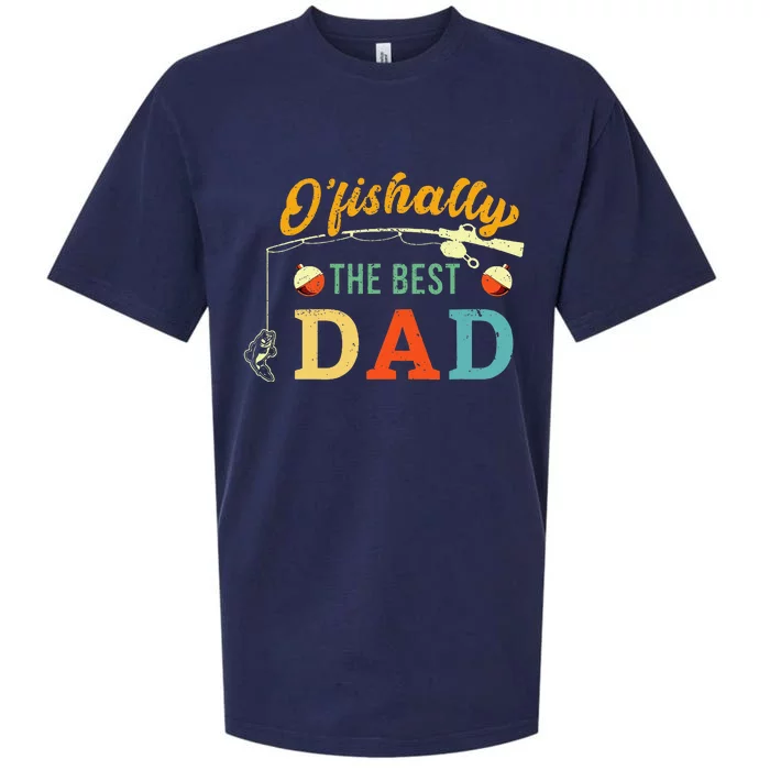 Retro Ofishally The Best Dad Fishing Father Fisherman Papa Sueded Cloud Jersey T-Shirt