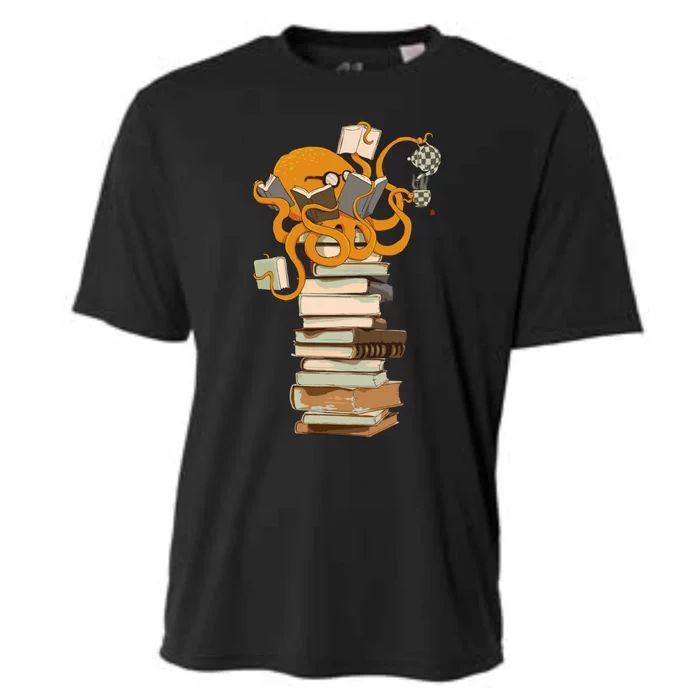 Reading Octopus Tea Coffee And Books Gift Cooling Performance Crew T-Shirt