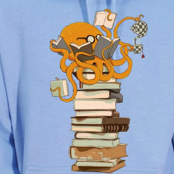 Reading Octopus Tea Coffee And Books Gift Unisex Surf Hoodie