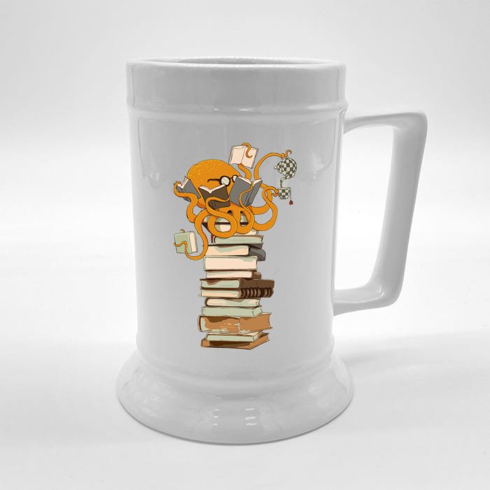 Reading Octopus Tea Coffee And Books Gift Front & Back Beer Stein