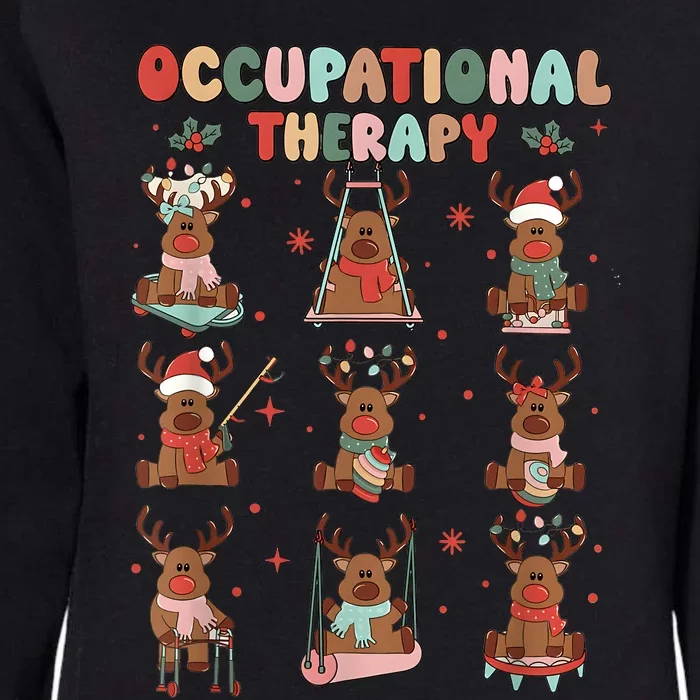 Retro Occupational Therapy Christmas Reindeers Ot Ota Womens California Wash Sweatshirt