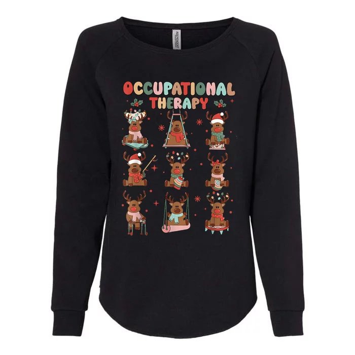 Retro Occupational Therapy Christmas Reindeers Ot Ota Womens California Wash Sweatshirt