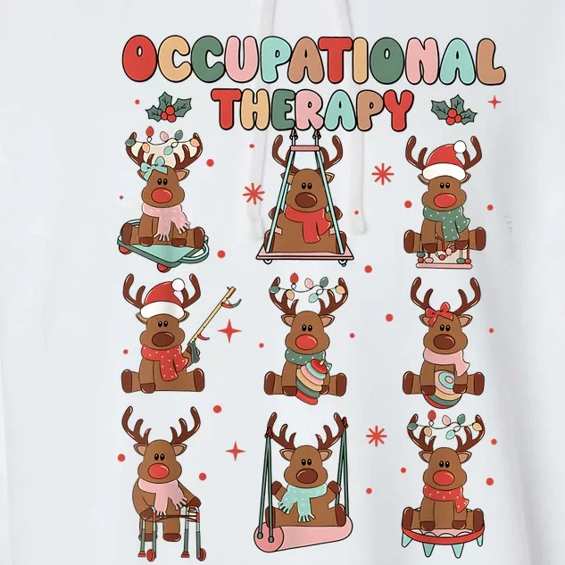 Retro Occupational Therapy Christmas Reindeers Ot Ota Garment-Dyed Fleece Hoodie