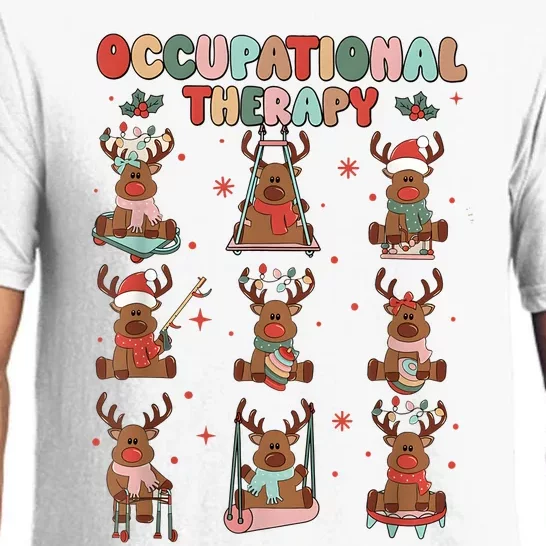 Retro Occupational Therapy Christmas Reindeers Ot Ota Pajama Set