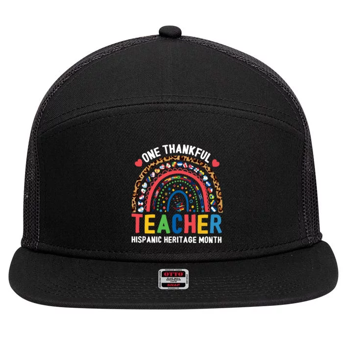 Rainbow One Thankful Teacher Hispanic Heritage Month 7 Panel Mesh Trucker Snapback Hat