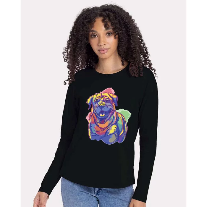 Rottweiler Colorful Dog Womens Cotton Relaxed Long Sleeve T-Shirt