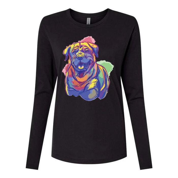 Rottweiler Colorful Dog Womens Cotton Relaxed Long Sleeve T-Shirt