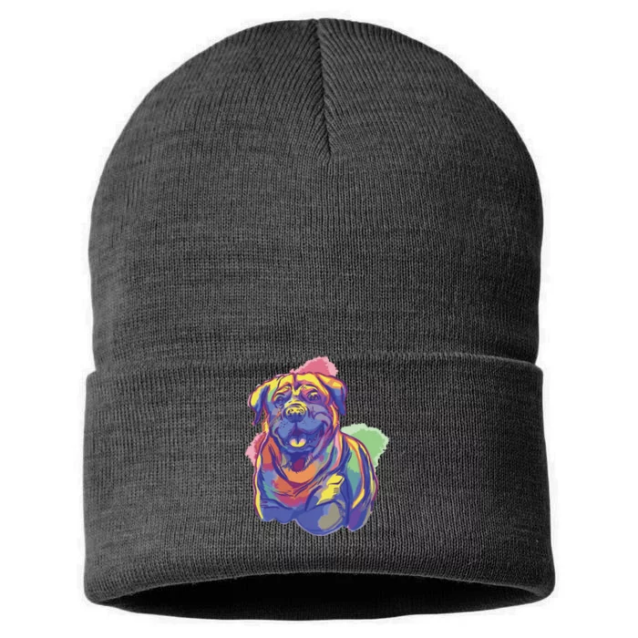 Rottweiler Colorful Dog Sustainable Knit Beanie