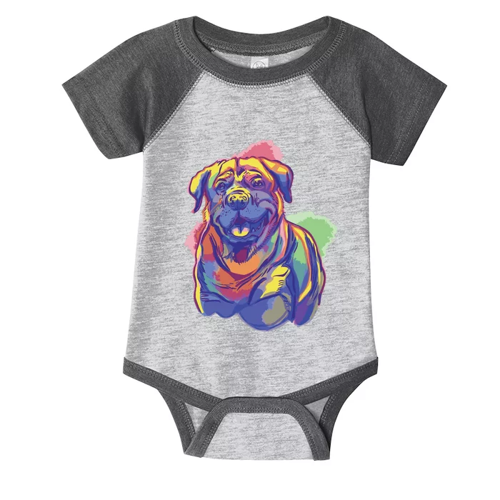 Rottweiler Colorful Dog Infant Baby Jersey Bodysuit