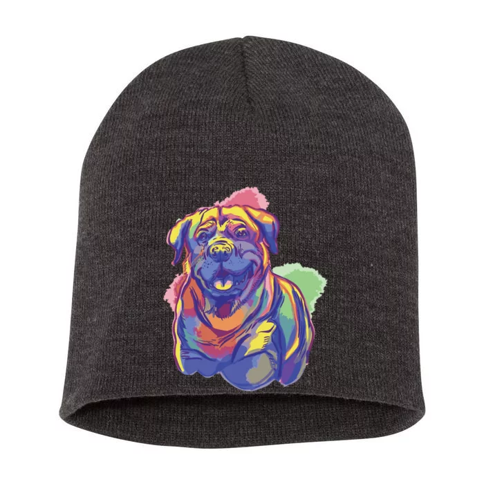 Rottweiler Colorful Dog Short Acrylic Beanie