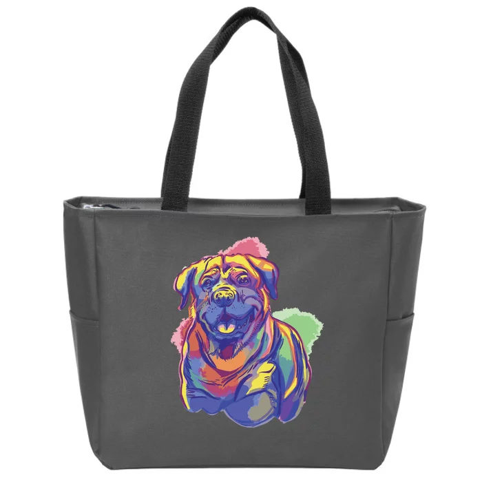 Rottweiler Colorful Dog Zip Tote Bag