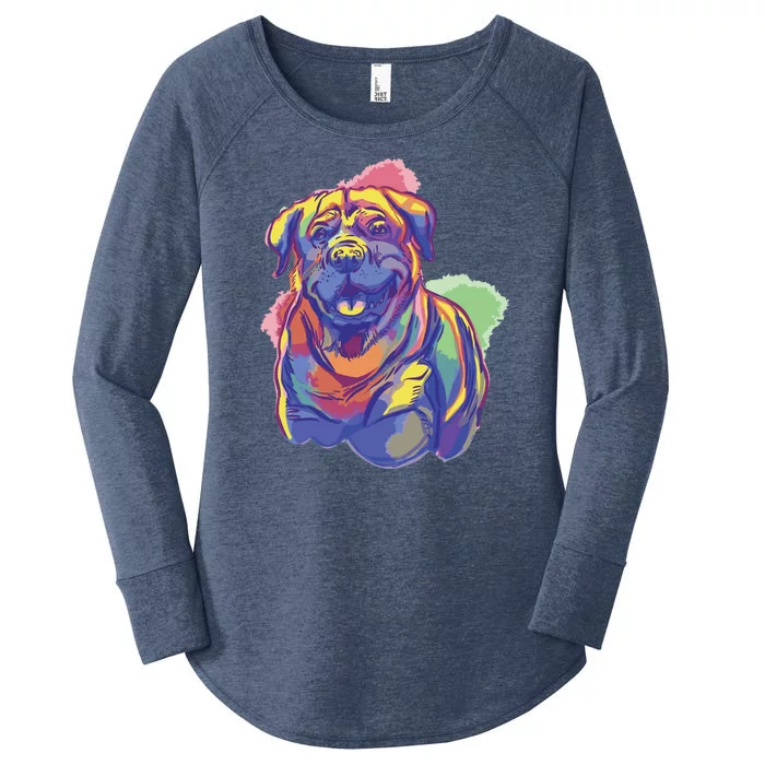 Rottweiler Colorful Dog Women's Perfect Tri Tunic Long Sleeve Shirt