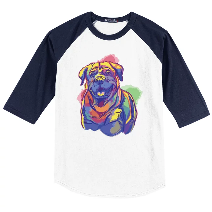 Rottweiler Colorful Dog Baseball Sleeve Shirt