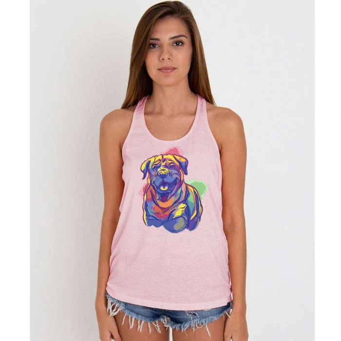 Rottweiler Colorful Dog Women's Knotted Racerback Tank