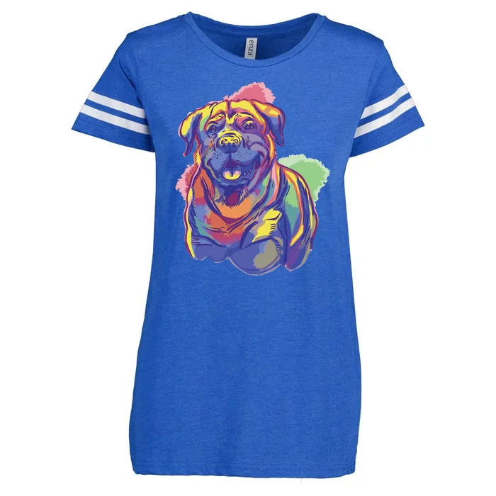 Rottweiler Colorful Dog Enza Ladies Jersey Football T-Shirt