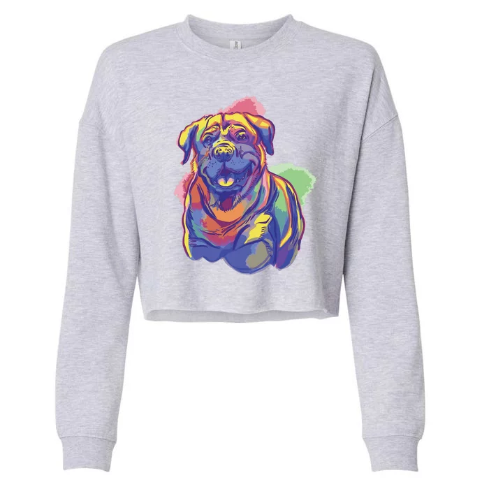 Rottweiler Colorful Dog Cropped Pullover Crew