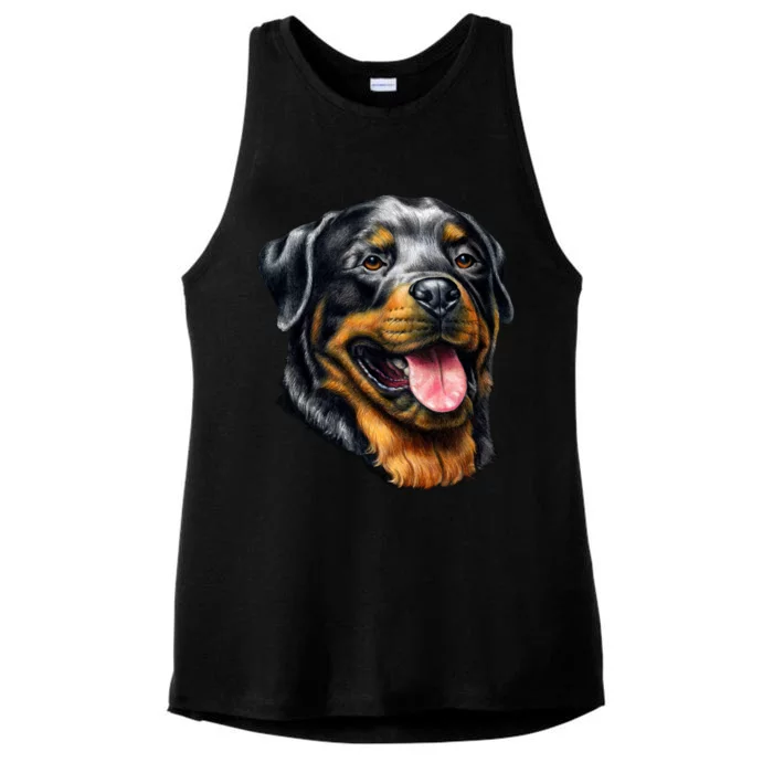 Rottweiler Face Ladies Tri-Blend Wicking Tank