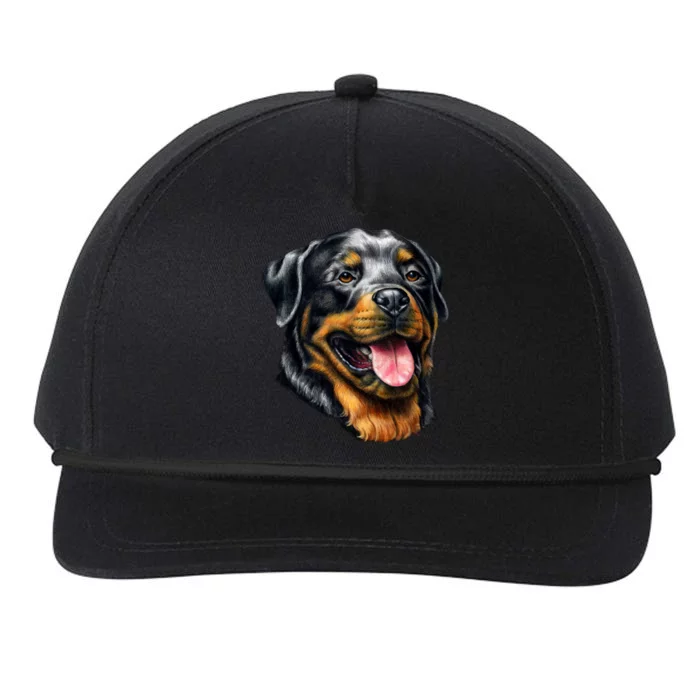 Rottweiler Face Snapback Five-Panel Rope Hat