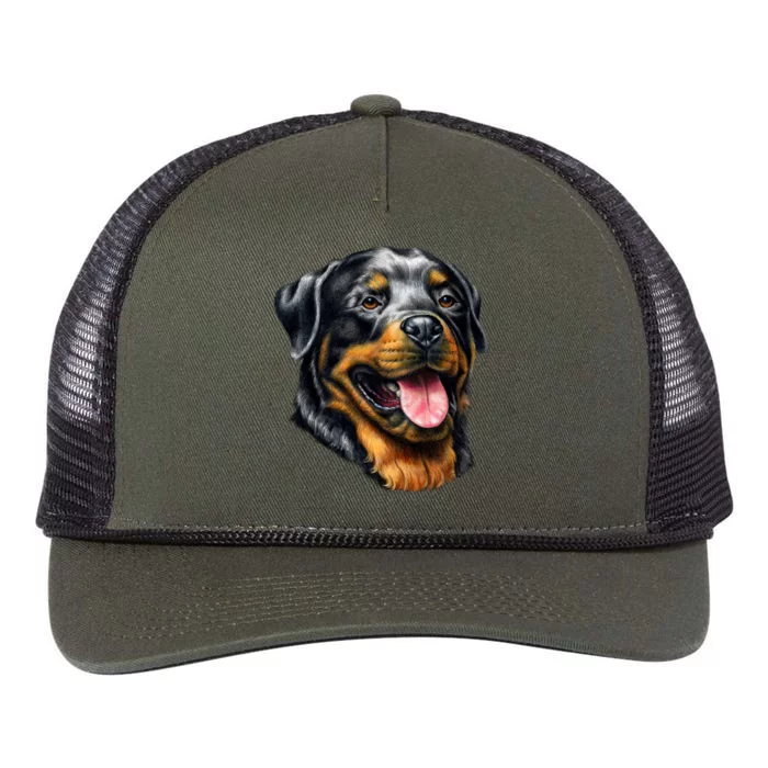 Rottweiler Face Retro Rope Trucker Hat Cap