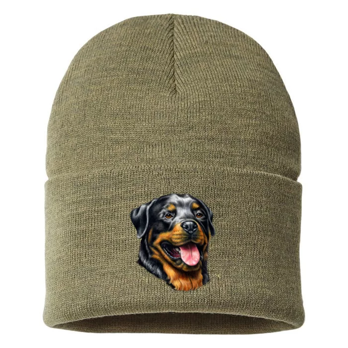 Rottweiler Face Sustainable Knit Beanie