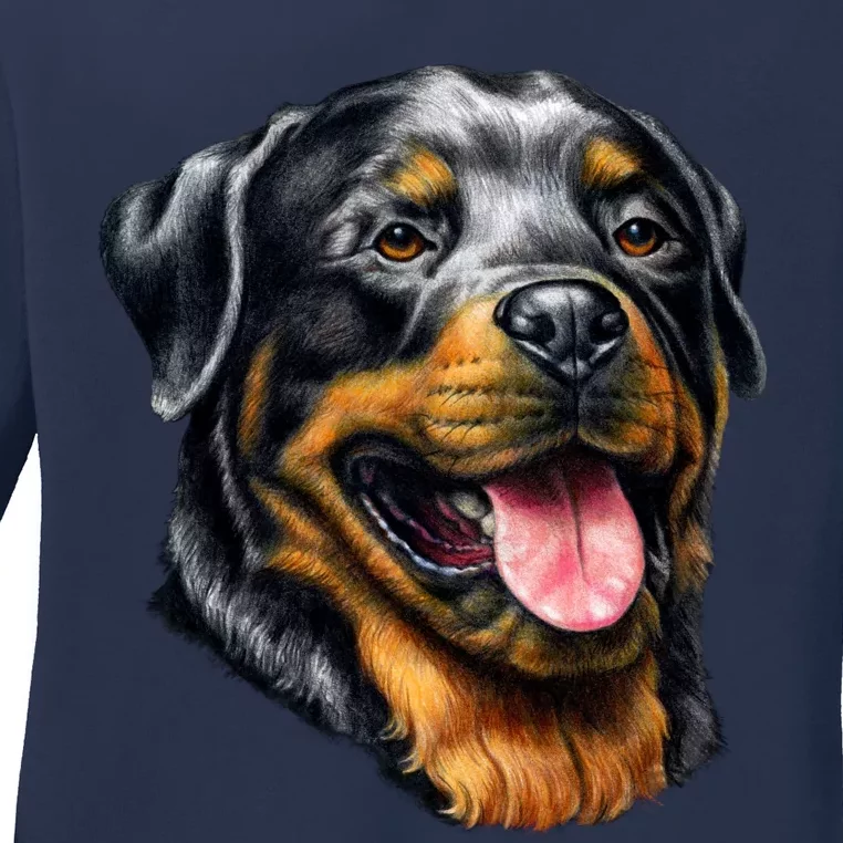 Rottweiler Face Ladies Long Sleeve Shirt