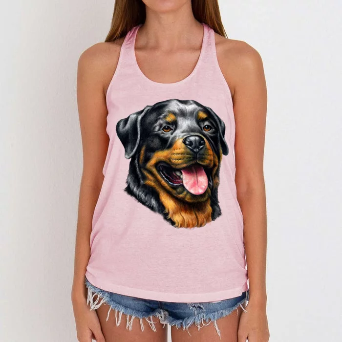 Rottweiler Face Women's Knotted Racerback Tank