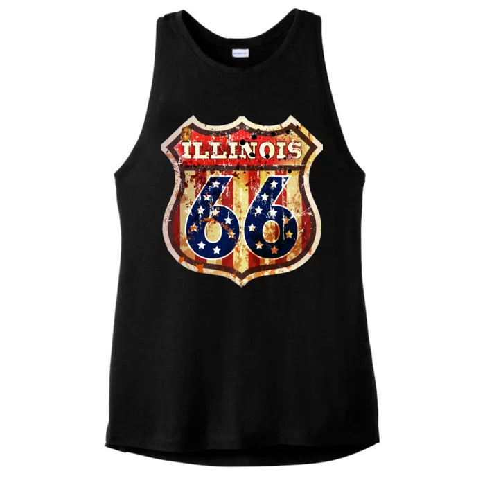 Route 66 Illinois Ladies Tri-Blend Wicking Tank