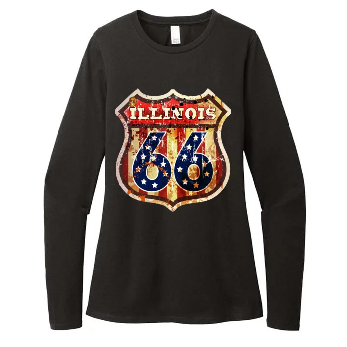 Route 66 Illinois Womens CVC Long Sleeve Shirt