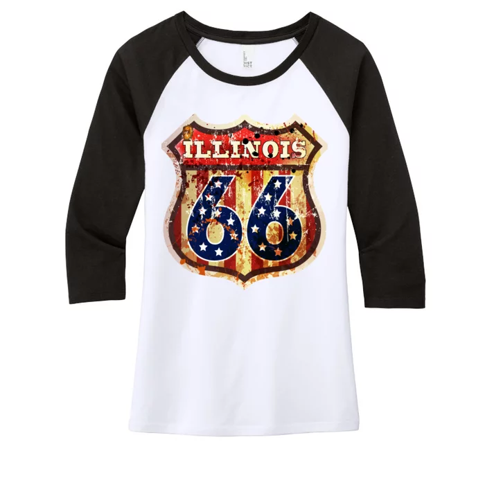 Route 66 Illinois Women's Tri-Blend 3/4-Sleeve Raglan Shirt