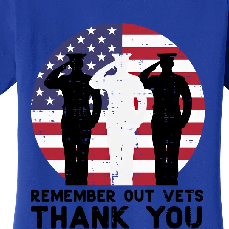 Remember Our Vets Thank You Salute Flag Memorial Day Patriot Cool Gift Women's T-Shirt