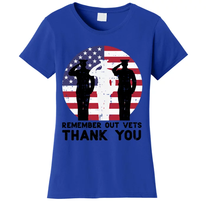 Remember Our Vets Thank You Salute Flag Memorial Day Patriot Cool Gift Women's T-Shirt