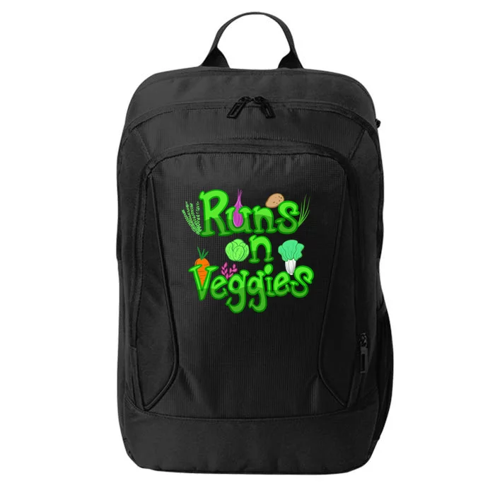 Runs On Veggies Cute Vegan Athletes Funny Running Gift City Backpack