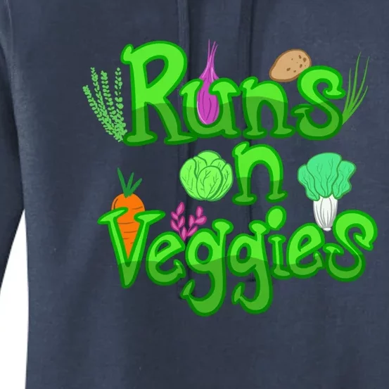 Runs On Veggies Cute Vegan Athletes Funny Running Gift Women's Pullover Hoodie