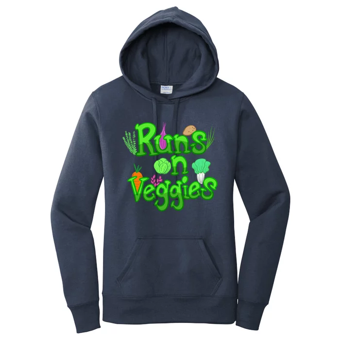 Runs On Veggies Cute Vegan Athletes Funny Running Gift Women's Pullover Hoodie