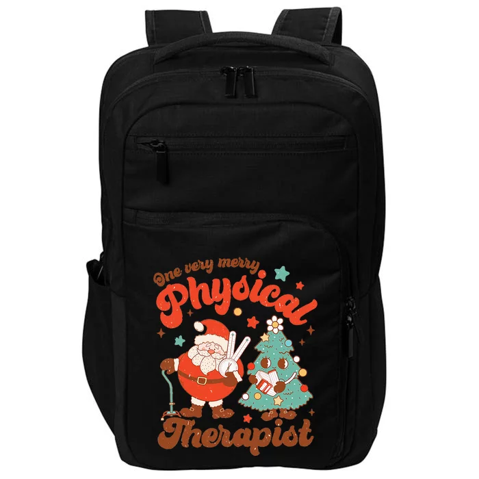 Retro One Very Merry Physical Therapist Santa Christmas Tree Impact Tech Backpack