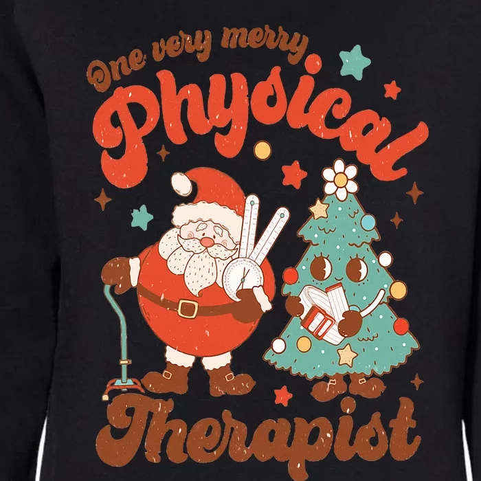 Retro One Very Merry Physical Therapist Santa Christmas Tree Womens California Wash Sweatshirt