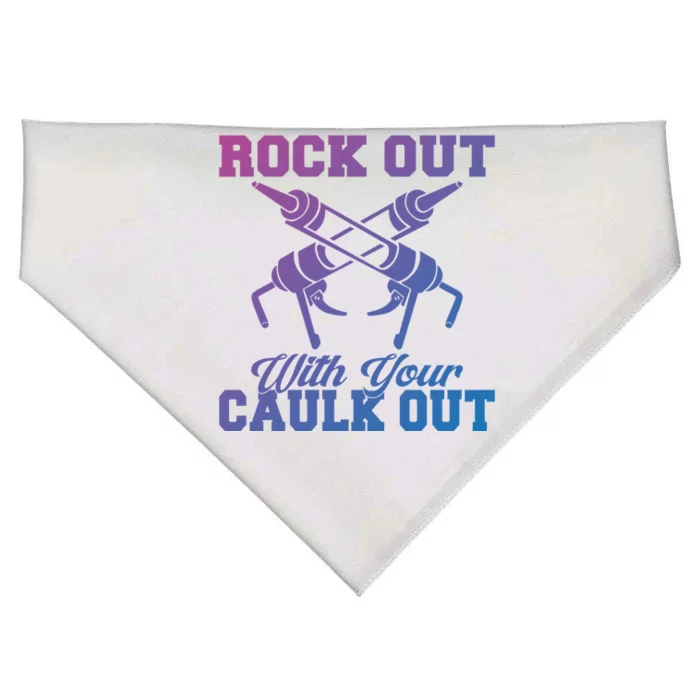 Rock Out With Your Caulk Out Construction Worker Funny Gift USA-Made Doggie Bandana