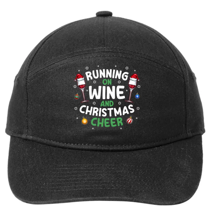 Running On Wine And Christmas Cheer Funny Gift 7-Panel Snapback Hat