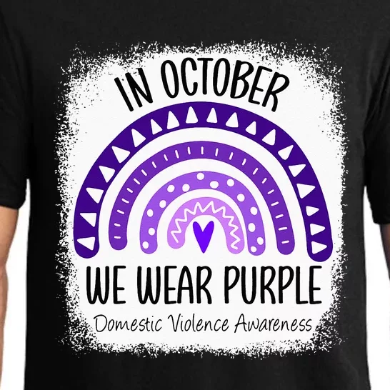 Rainbow October We Wear Purple Domestic Violence Awareness Pajama Set