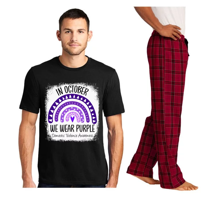 Rainbow October We Wear Purple Domestic Violence Awareness Pajama Set