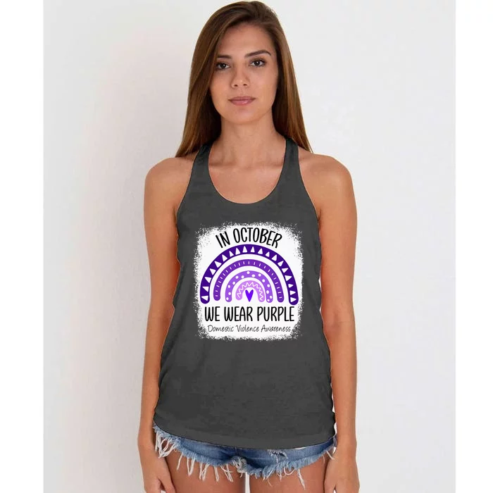 Rainbow October We Wear Purple Domestic Violence Awareness Women's Knotted Racerback Tank