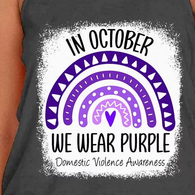 Rainbow October We Wear Purple Domestic Violence Awareness Women's Knotted Racerback Tank