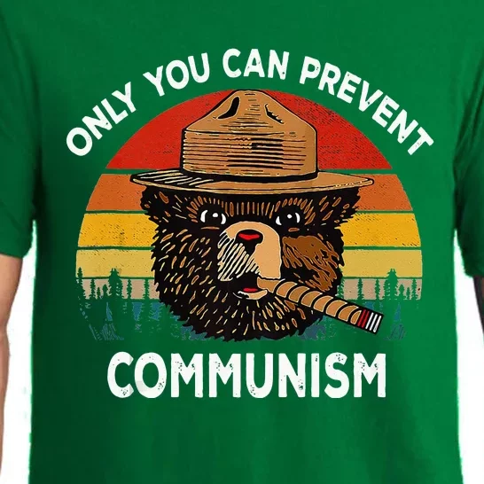 Retro Only You Can Prevent Communism Bear Camping Pajama Set